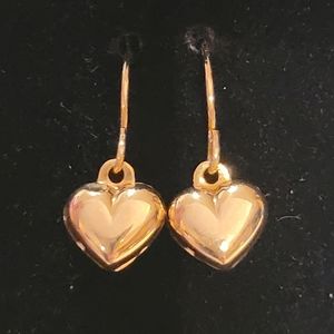 Vintage 14k Gold Tiny Puffed Heart Earrings